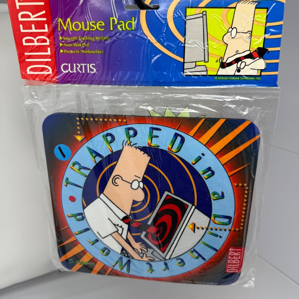 Curtis Dilbert Mouse Pad OS Blue Vintage 1997 Trapped in a Dilbert World Office